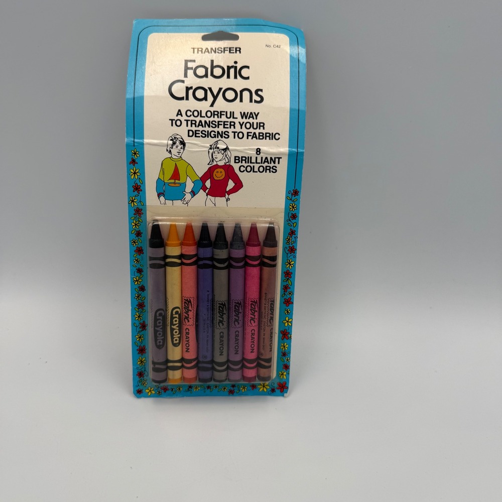 Vintage Crayola Transfer Fabric Crayons 8 Brilliant Colors Iron On No C42 Dritz